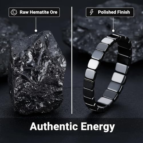 Pulsera de Hematites Shrandi para Hombre, 2 Piezas, Pulseras de Perlas Negras Naturales, Regalo de Moda para Novio o Esposo - imagen 5