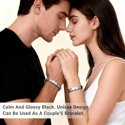 Pulsera de Hematites Shrandi para Hombre, 2 Piezas, Pulseras de Perlas Negras Naturales, Regalo de Moda para Novio o Esposo - imagen 7