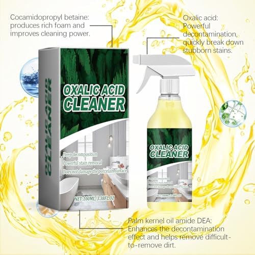 Limpiador de Ácido Oxálico en 2 Botellas, 100ml/3.38fl.oz, Spray Multiusos para Quitar Manchas en el Baño - imagen 4