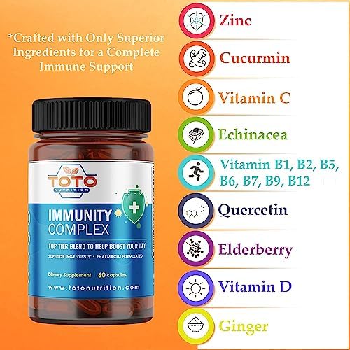 Suplemento Vegano de Refuerzo Inmunológico TotoNutrition con Vitamina C, D, Saúco, Equinácea, Zinc, Quercetina, Cúrcuma, Jengibre y Vitaminas B, Sin - imagen 3