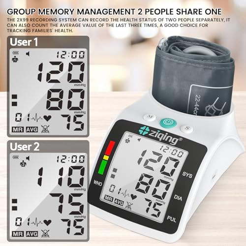 Monitor de Presión Arterial Doble Love, Máquina Automática para Brazo Superior con Manguito Ajustable de 9”-17.3” y Memoria de 2 x 99 Conjuntos para - imagen 3