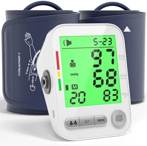 Máquina de Presión Arterial para Brazo, Esfigmomanómetro Electrónico con 2 Mangas, Digital, Pantalla LCD, Mangas Mediana 9-17 y XL 13-21 - imagen 1