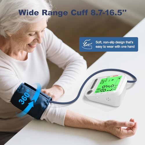 Máquina de Presión Arterial para Brazo, Esfigmomanómetro Electrónico con 2 Mangas, Digital, Pantalla LCD, Mangas Mediana 9-17 y XL 13-21 - imagen 7
