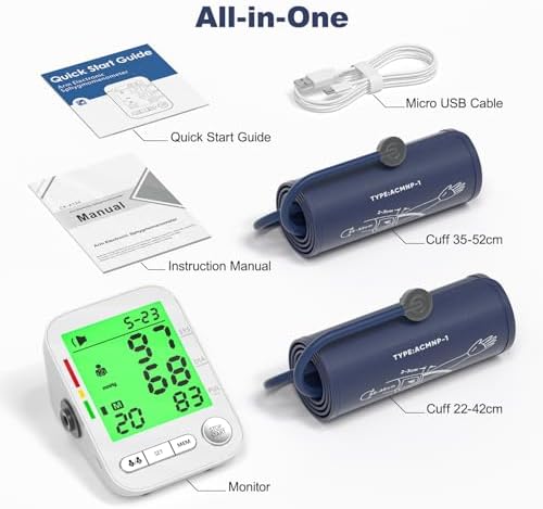 Máquina de Presión Arterial para Brazo, Esfigmomanómetro Electrónico con 2 Mangas, Digital, Pantalla LCD, Mangas Mediana 9-17 y XL 13-21 - imagen 8