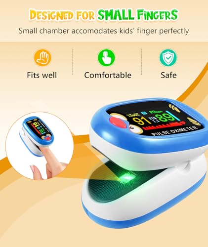 Oxímetro de Dedo Yohcuro para Dedos Pequeños, Recargable por USB-C, Diseño de Caricatura, Lecturas Estimadas de SpO2 y Pulso, Uso en Deportes y - imagen 3