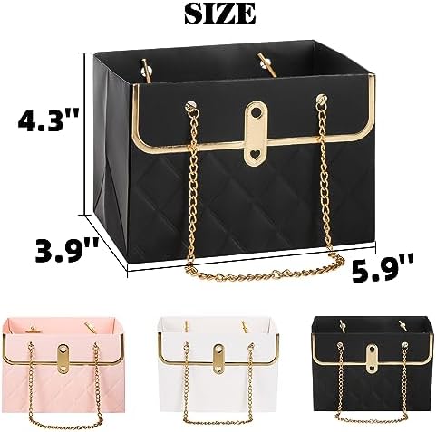 Bolsa de Regalo de Papel con Flores Pumtus, 15 Piezas, Bolsa Portátil para Ramo con Cadena Metálica, Ideal para Bodas, San Valentín y Cumpleaños - imagen 2