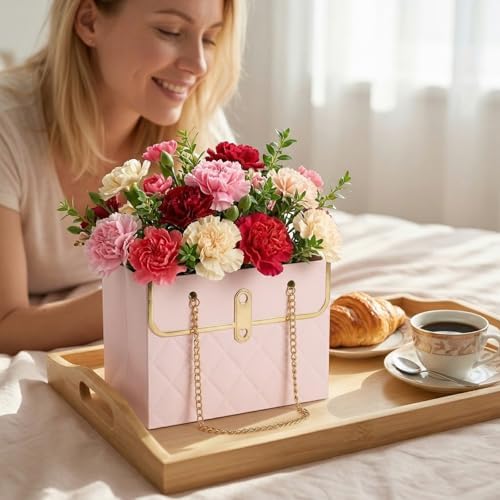 Bolsa de Regalo de Papel con Flores Pumtus, 15 Piezas, Bolsa Portátil para Ramo con Cadena Metálica, Ideal para Bodas, San Valentín y Cumpleaños - imagen 5