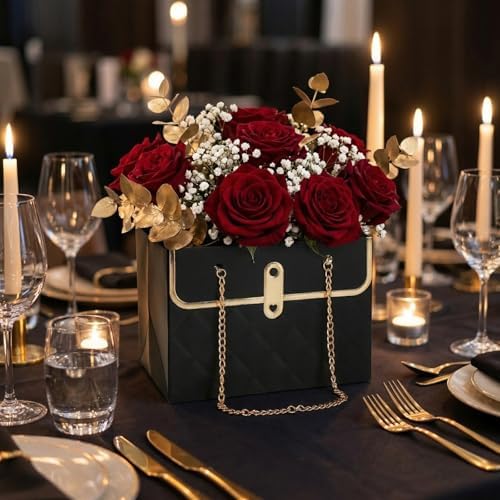Bolsa de Regalo de Papel con Flores Pumtus, 15 Piezas, Bolsa Portátil para Ramo con Cadena Metálica, Ideal para Bodas, San Valentín y Cumpleaños - imagen 7