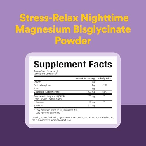 Natural Factors Stress-Relax Magnesio Bisglicinato Nocturno - Apoya el Sueño y Relajación - con Melatonina, L-Teanina y GABA - Sabor Tropical - 120 g - imagen 4