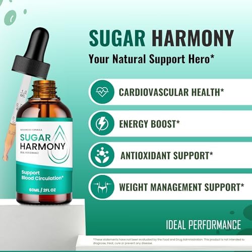 Gotitas de Azúcar Harmony, Suplemento Natural para el Control de Niveles de Azúcar - Máxima Potencia, Salud Circulatoria y Bienestar General (1 - imagen 4