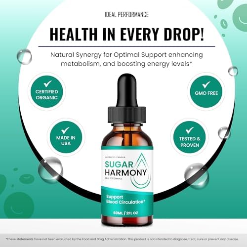 Gotitas de Azúcar Harmony, Suplemento Natural para el Control de Niveles de Azúcar - Máxima Potencia, Salud Circulatoria y Bienestar General (1 - imagen 5
