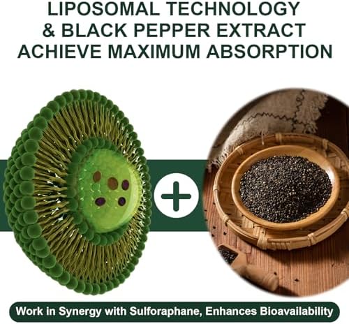 Suplemento Liposomal de Sulforafano 900MG Extracto de Brócoli, Suplemento para el Hígado, Antioxidante, Digestión y Salud Celular, 120 Cápsulas - imagen 3