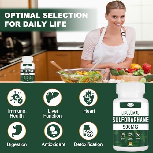 Suplemento Liposomal de Sulforafano 900MG Extracto de Brócoli, Suplemento para el Hígado, Antioxidante, Digestión y Salud Celular, 120 Cápsulas - imagen 4