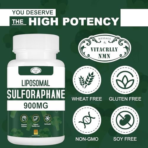 Suplemento Liposomal de Sulforafano 900MG Extracto de Brócoli, Suplemento para el Hígado, Antioxidante, Digestión y Salud Celular, 120 Cápsulas - imagen 5