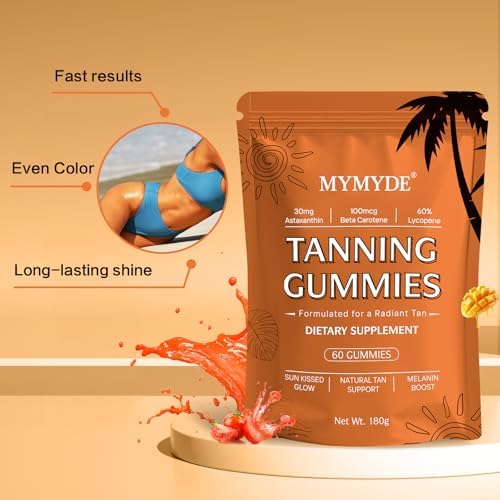 Gomitas Bronceadoras MYMYDE para Mujeres y Hombres - Bronceado Radiante Natural con Vitaminas, Astaxantina, Beta Caroteno, Hidratación y Apoyo a la - imagen 5