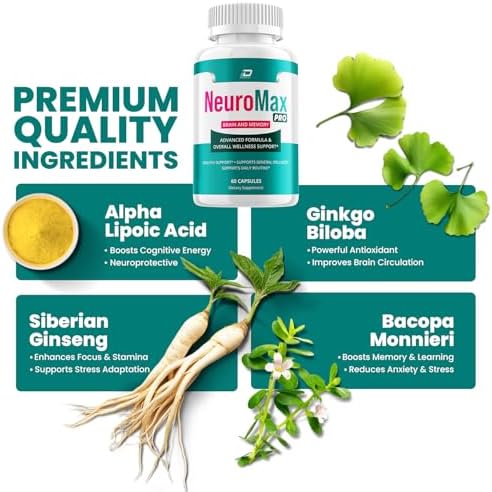 Cápsulas de Suplemento NeuroMax Pro – Fórmula Natural de Máxima Potencia para Enfoque y Memoria (1 Paquete – 60 Cápsulas) - imagen 4