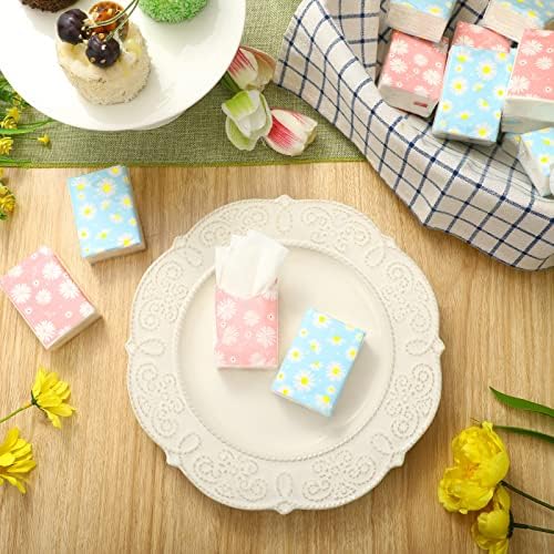 Outus Paquete de 100 Piezas de 800 Hojas de Paquetes de Servilletas de Viaje Pequeñas 3 Capas Diseño Floral de Margarita para Bodas y Eventos - imagen 3