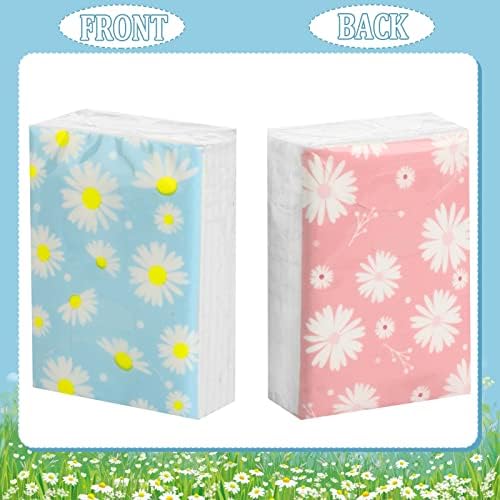 Outus Paquete de 100 Piezas de 800 Hojas de Paquetes de Servilletas de Viaje Pequeñas 3 Capas Diseño Floral de Margarita para Bodas y Eventos - imagen 4