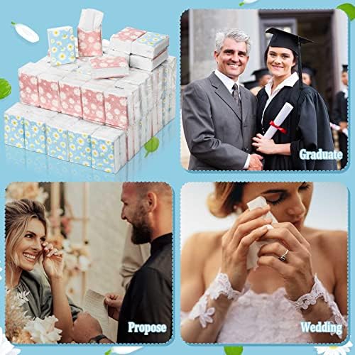 Outus Paquete de 100 Piezas de 800 Hojas de Paquetes de Servilletas de Viaje Pequeñas 3 Capas Diseño Floral de Margarita para Bodas y Eventos - imagen 5