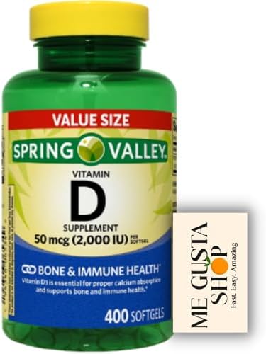 Suplemento de Vitamina D Spring Valley en Softgels, 50 mcg (2,000 UI), 400 Cápsulas + Sticker Me Gusta - imagen 1