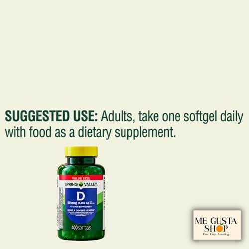 Suplemento de Vitamina D Spring Valley en Softgels, 50 mcg (2,000 UI), 400 Cápsulas + Sticker Me Gusta - imagen 3