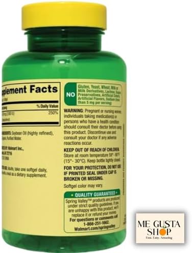 Suplemento de Vitamina D Spring Valley en Softgels, 50 mcg (2,000 UI), 400 Cápsulas + Sticker Me Gusta - imagen 4