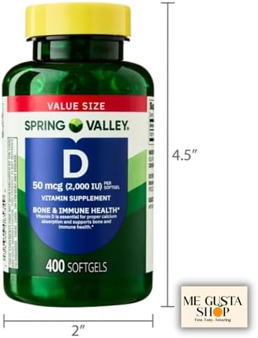 Suplemento de Vitamina D Spring Valley en Softgels, 50 mcg (2,000 UI), 400 Cápsulas + Sticker Me Gusta - imagen 7