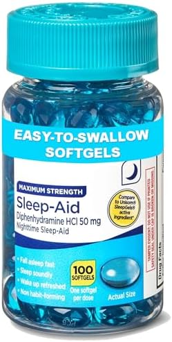 Gelatinas Blandas de Ayuda para Dormir Nocturna de Máxima Potencia 50 mg Diphenhydramine HCl – 100 Contenidos (Suministro para 100 Días) – Soporte - imagen 1