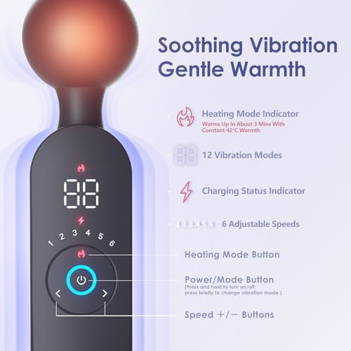 Masajeador Portátil Inalámbrico YIXIUTEN – Resistente al Agua, Calentamiento Inteligente, Recargable por USB, Silencioso, 6 Niveles de Velocidad, 12 - imagen 4