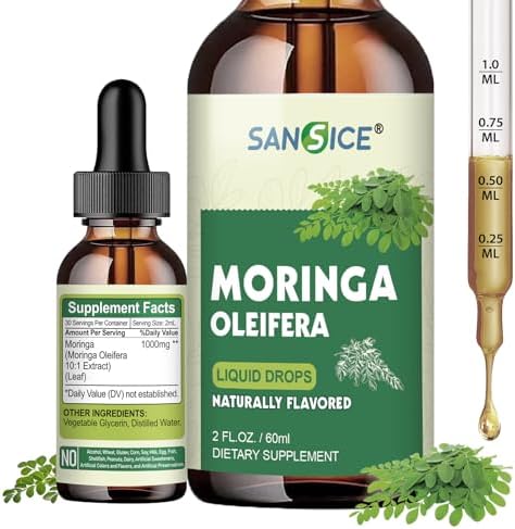 Gotas Líquidas de Moringa Orgánica - Extracto de Hoja de Moringa Oleifera para Hombres y Mujeres, Suplemento Vegano para Energía y Piel - 2 Fl Oz - imagen 1