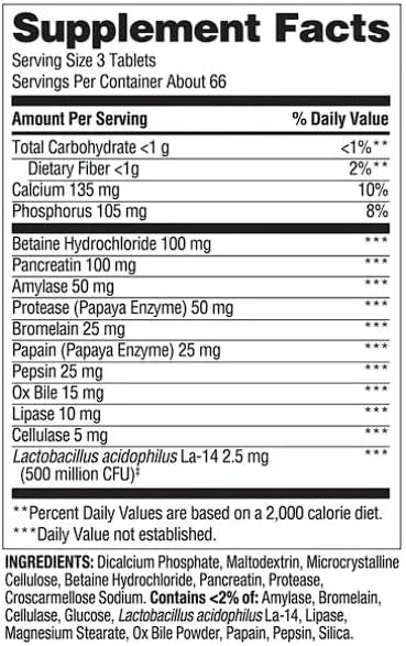 Tabletas de Fórmula Digestiva Multi-enzimática Probiotica Spring Valley, 200 piezas + Etiqueta de Seguimiento de Suplementos Diarios - imagen 3