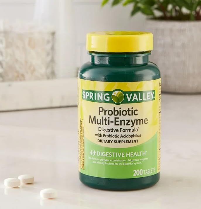 Tabletas de Fórmula Digestiva Multi-enzimática Probiotica Spring Valley, 200 piezas + Etiqueta de Seguimiento de Suplementos Diarios - imagen 5