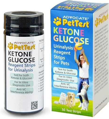 Tiras de Prueba de Orina para Mascotas Advocate Pettest - 50 Tiras de Cetonas y Glucosa para Perros y Gatos, Monitoreo y Prevención de UTI - imagen 1