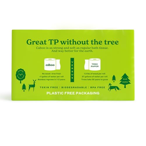 Papel Higiénico Caboo Tree Free, Apto para Fosas Sépticas, Sin Plástico, No Tóxico, 2 Capas | Paquete de 12 Rollos Dobles, 300 Hojas por Rollo - imagen 2
