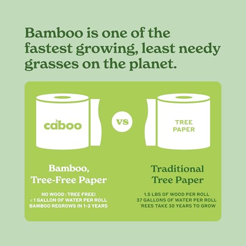 Papel Higiénico Caboo Tree Free, Apto para Fosas Sépticas, Sin Plástico, No Tóxico, 2 Capas | Paquete de 12 Rollos Dobles, 300 Hojas por Rollo - imagen 8