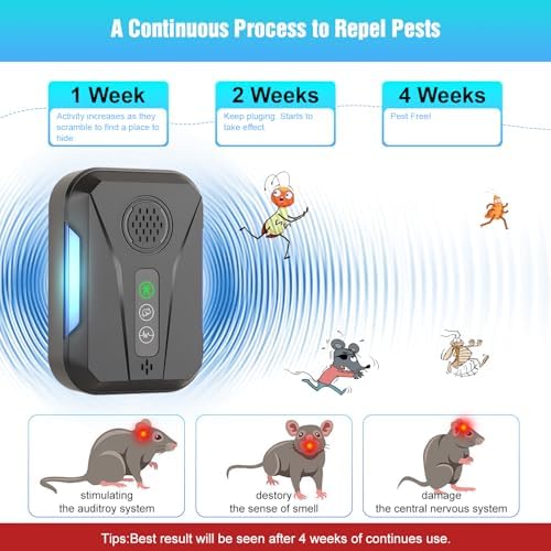 Repelente Ultrasónico de Plagas 2026 - Control de Insectos, Roedores y Mosquitos, 3 Modos, 6 Piezas, Negro, Ideal para Casa y Oficina - imagen 4
