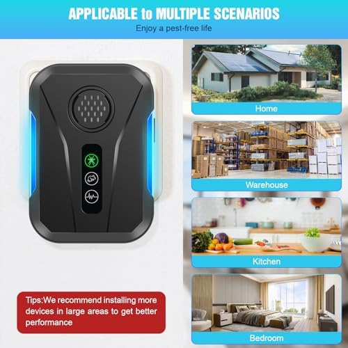 Repelente Ultrasónico de Plagas 2026 - Control de Insectos, Roedores y Mosquitos, 3 Modos, 6 Piezas, Negro, Ideal para Casa y Oficina - imagen 7