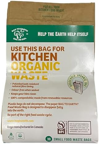 Bolsa para Compostaje Bag to Earth - Bolsa de Desechos de Cocina - Resistente a Fugas - Forro de Celulosa 100% - Tamaño Pequeño - 30 Bolsas - imagen 3