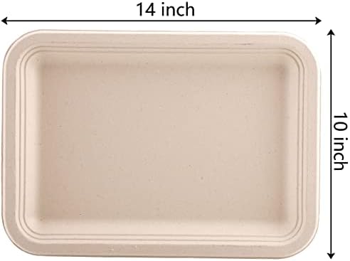 Platos de Papel Biodegradables Lawei 50 Piezas 14 Pulgadas, Bandejas Desechables de Bagazo para Mariscos, BBQ, Picnics y Fiestas - imagen 2
