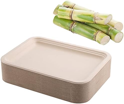 Platos de Papel Biodegradables Lawei 50 Piezas 14 Pulgadas, Bandejas Desechables de Bagazo para Mariscos, BBQ, Picnics y Fiestas - imagen 3
