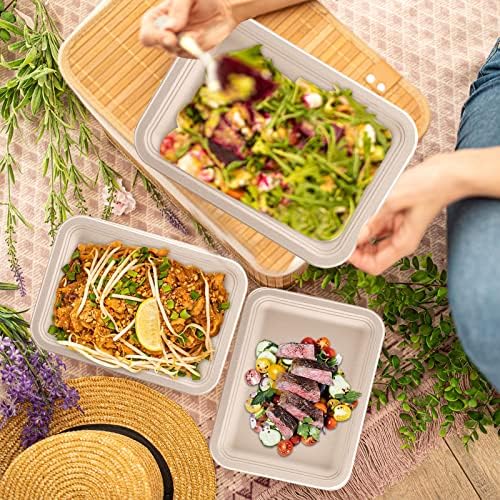 Platos de Papel Biodegradables Lawei 50 Piezas 14 Pulgadas, Bandejas Desechables de Bagazo para Mariscos, BBQ, Picnics y Fiestas - imagen 6