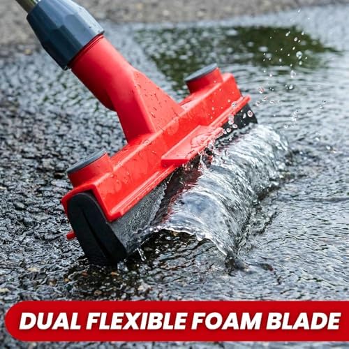 Squeegee de Piso con 2 Cabezas Reemplazables – Cuchilla de Espuma EVA de 17'', Mango de 62'', Clip para Toalla, Squeegee Resistente para Garage, - imagen 2