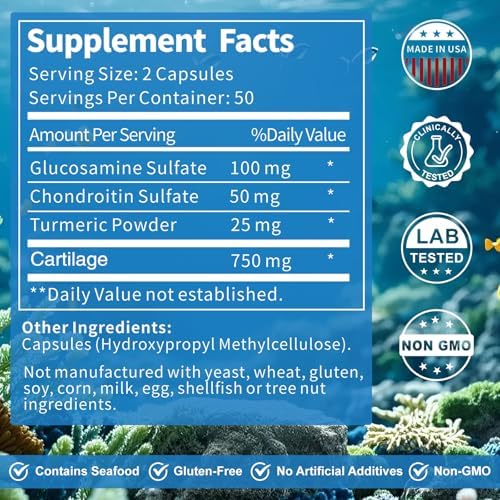 Jkrova Cartílago para Articulaciones y Huesos, 750mg de Cartílago, Glucosamina y Colágeno, 100 Cápsulas para Salud Articular y Densidad Ósea - imagen 5
