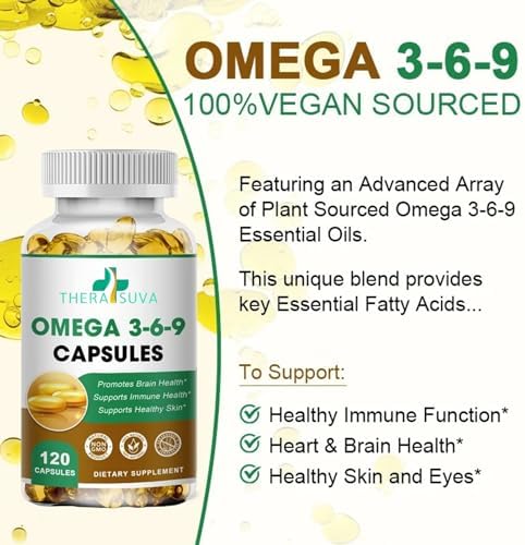Omega 3-6-9 de Alta Potencia, Suplemento Natural 100% Vegano para la Salud del Corazón y Articulaciones, 120 Softgels, Suministro para 2 Meses - imagen 2
