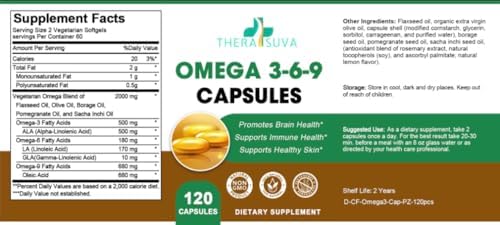 Omega 3-6-9 de Alta Potencia, Suplemento Natural 100% Vegano para la Salud del Corazón y Articulaciones, 120 Softgels, Suministro para 2 Meses - imagen 6