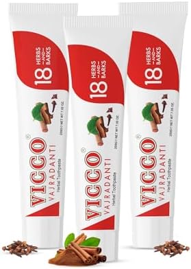 Pasta Dental Herbal Ayurvédica Vicco Vajradanti para Cuidado Bucal y Salud de Encías - 70 Años de Legado Ayurvédico, con 18 Hierbas y Cortes, Sin - imagen 1