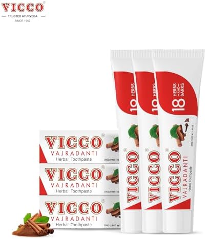 Pasta Dental Herbal Ayurvédica Vicco Vajradanti para Cuidado Bucal y Salud de Encías - 70 Años de Legado Ayurvédico, con 18 Hierbas y Cortes, Sin - imagen 2