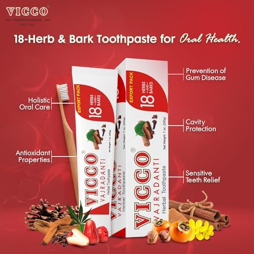 Pasta Dental Herbal Ayurvédica Vicco Vajradanti para Cuidado Bucal y Salud de Encías - 70 Años de Legado Ayurvédico, con 18 Hierbas y Cortes, Sin - imagen 6