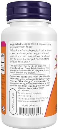 NOW Foods PABA 500mg 100 Cápsulas (Paquete de 2) - imagen 2