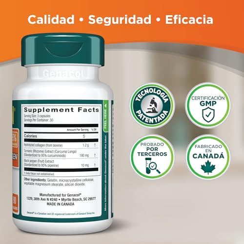 Suplemento Articular Genacol con Cúrcuma y Colágeno Hidrolizado, 90 Cápsulas (Suministro para 30 Días) - imagen 7
